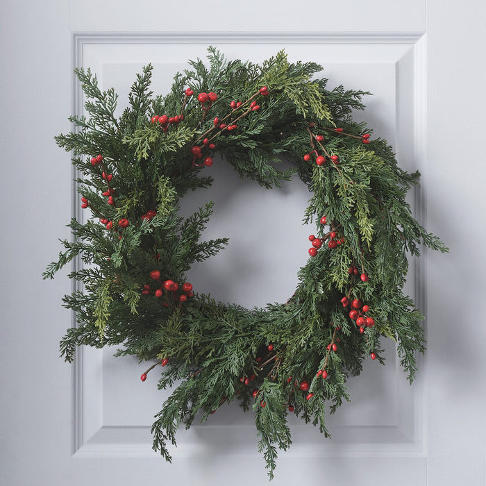 45cm Pre Lit Red Berry Christmas Wreath