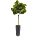 51” Fiddle Leaf Artificial Tree in Gray Planter (Real Touch)