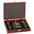 6 oz. Black Laserable Stainless Steel Flask Set in Wood Box