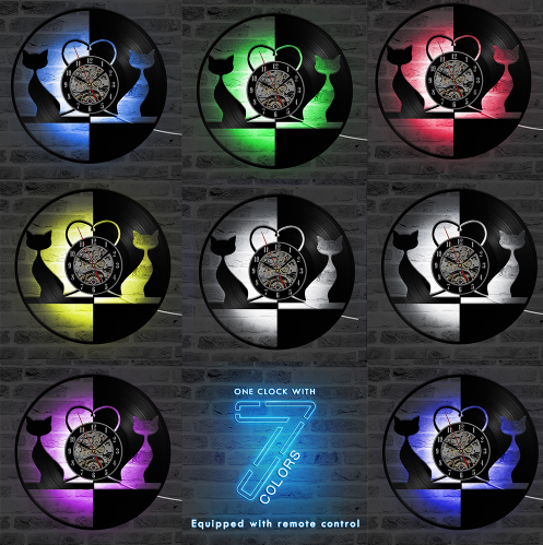 7 Color Changing Cat Clock