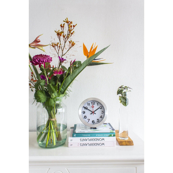 7.5" Nextime Classic Station White & Silver Wall Clock