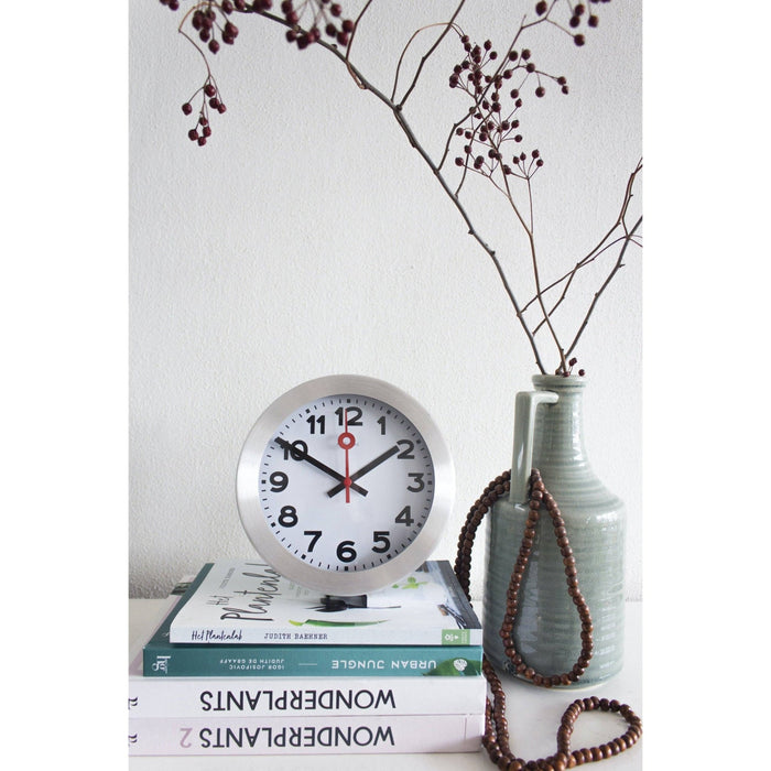 7.5" Nextime Classic Station White & Silver Wall Clock