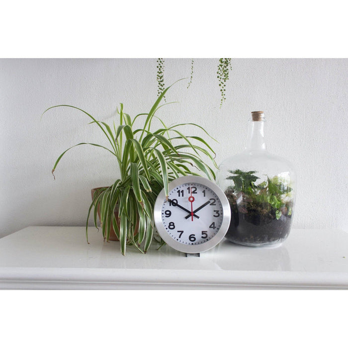 7.5" Nextime Classic Station White & Silver Wall Clock