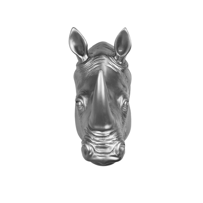 75642-B-SL - Rhinoceros Head Wall Mount Art Silver Color Hi-Line Gift Ltd.