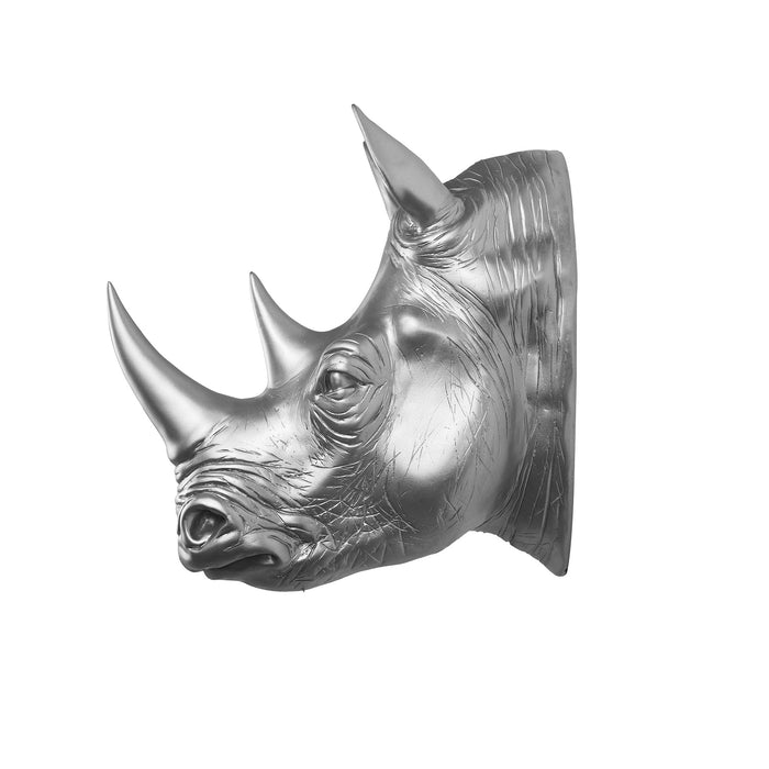 75642-B-SL - Rhinoceros Head Wall Mount Art Silver Color Hi-Line Gift Ltd.