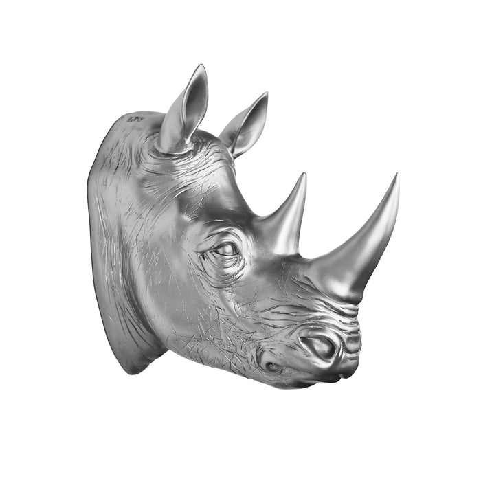 75642-B-SL - Rhinoceros Head Wall Mount Art Silver Color Hi-Line Gift Ltd.
