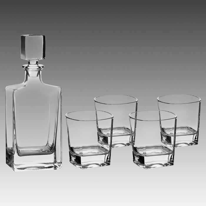810ml Rectangle Glass Decanter Set w/Four 8 oz. Glasses