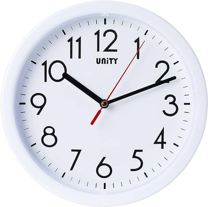 8.5" White Unity Wall Clock w/Silent Sweep