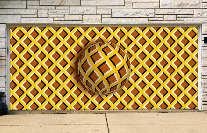 Abstract 3D Optical Illusion with Moving Ball Garage Door Cover Wrap
