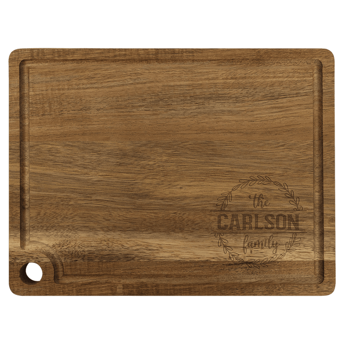 Acacia Cutting Board with Drip Ring and Corner Hole - BA16