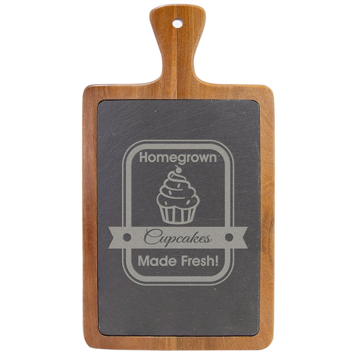 13.25" x 7" Acacia Wood/Slate Cutting Board