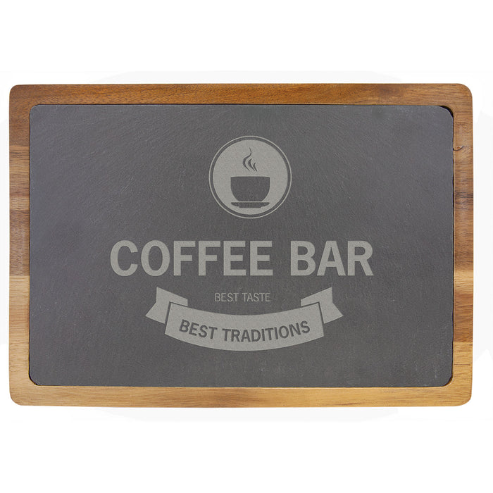 13" x 9" Acacia Wood/Slate Cutting Board