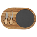 Acacia Wood/Slate Oval Cheese Set with Two Tools