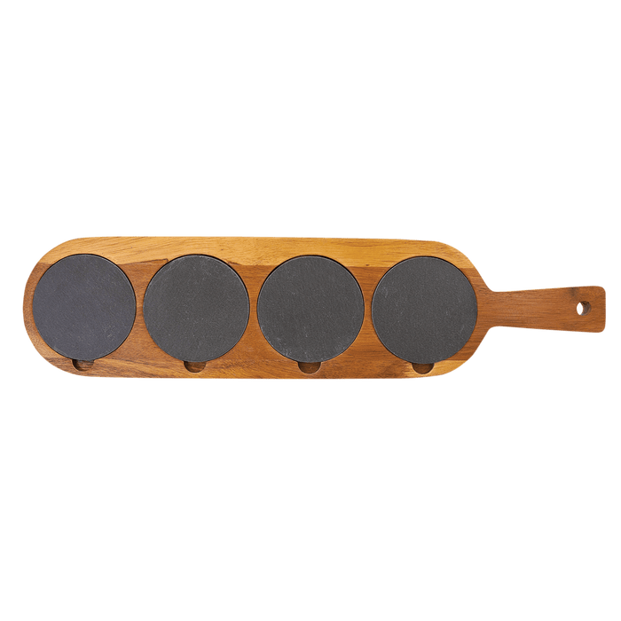 18.5" x 4.25" Acacia Wood/Slate Serving Board