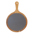 Round Acacia Wood/Slate Serving Board with Handle