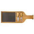 17.5" x 6" Acacia Wood/Slate Serving Board with Two Tools