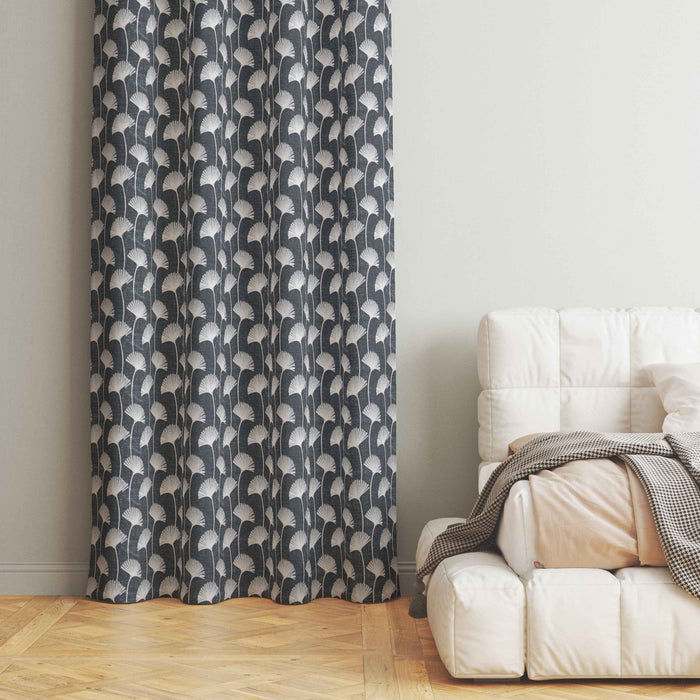 Accra  Floral Design Zari Work Embrodiery Jaquard Curtain - Dark Grey