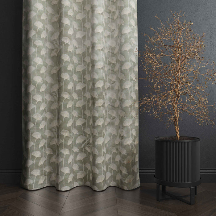 Accra  Floral Design Zari Work Embrodiery Jaquard Curtain - Light Grey