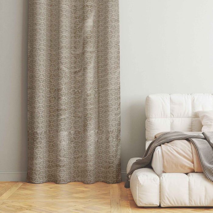 Accra Geometric Design Zari Work Embrodiery Jaquard Curtain - Cream