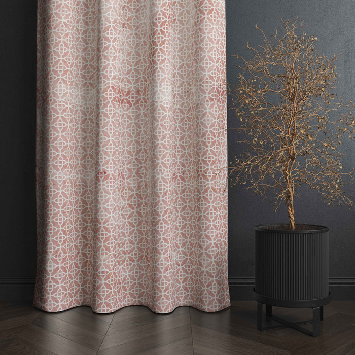 Accra Geometric Design Zari Work Embrodiery Jaquard Curtain - Light Pink