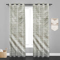 Accra  Leaf Design Zari Work Embrodiery Jaquard Curtain - Light Grey