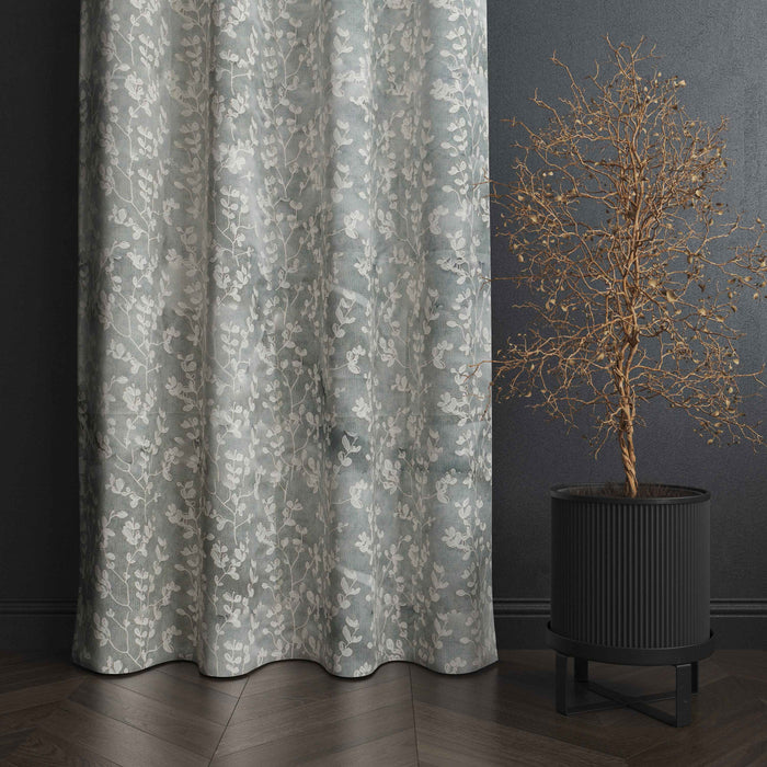 Accra Small Leaf  Design Zari Work Embrodiery Jaquard Curtain - Tan