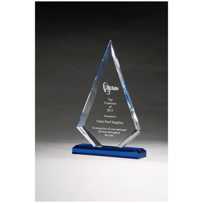 7.75" Clear Acrylic w/Blue Highlights and Blue Base