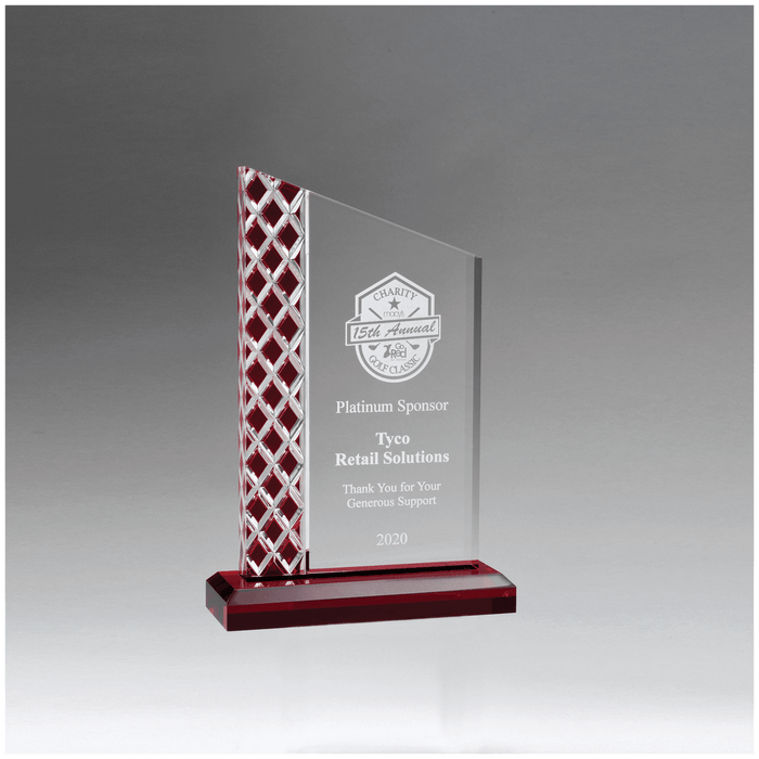 Clear Acrylic w/Lattice Pattern and Red Metallic Accent