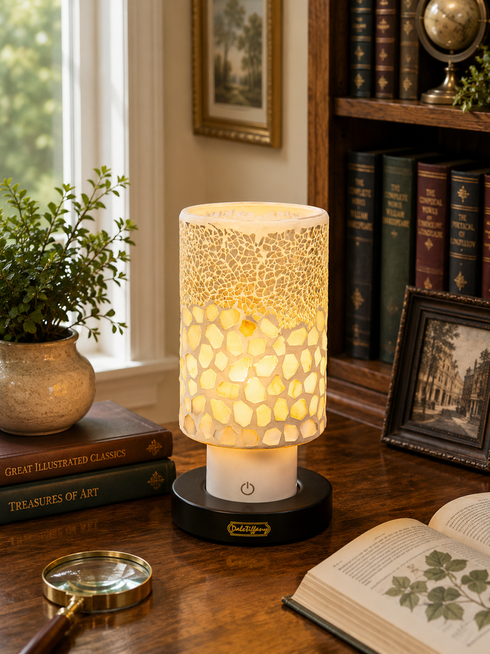 Alps White Uplight Cordless Rechargeable Mosaic Accent Lamp