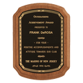 American Walnut Plaque w/Gold Border Black Brass Plate