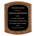 American Walnut Plaque w/Gold Border Black Brass Plate
