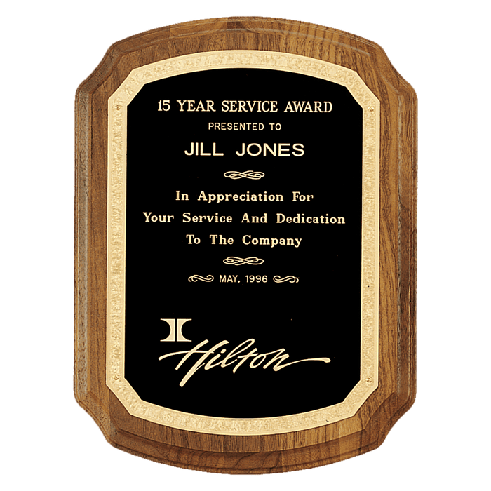 American Walnut Plaque w/Gold Border Design Plate
