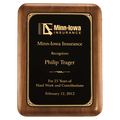 American Walnut Plaque w/Gold Border Lasererable Black Plate