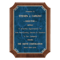 American Walnut Plaque w/Gold Border Sapphire Marble Plate