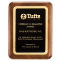 American Walnut Plaque w/Textured Black Plate w/Gold Border