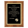 American Walnut Plaque w/Gold Border Textured Black Plate
