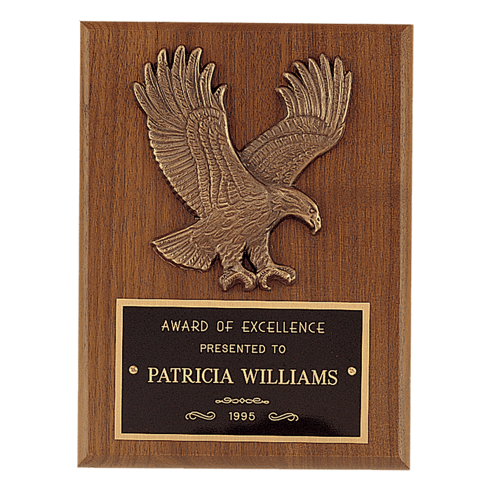 Solid American Walnut Plaque w/Sculpted Relief Eagle Casting