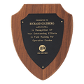 Black Gold Border Plate on American Walnut Shield Plaque