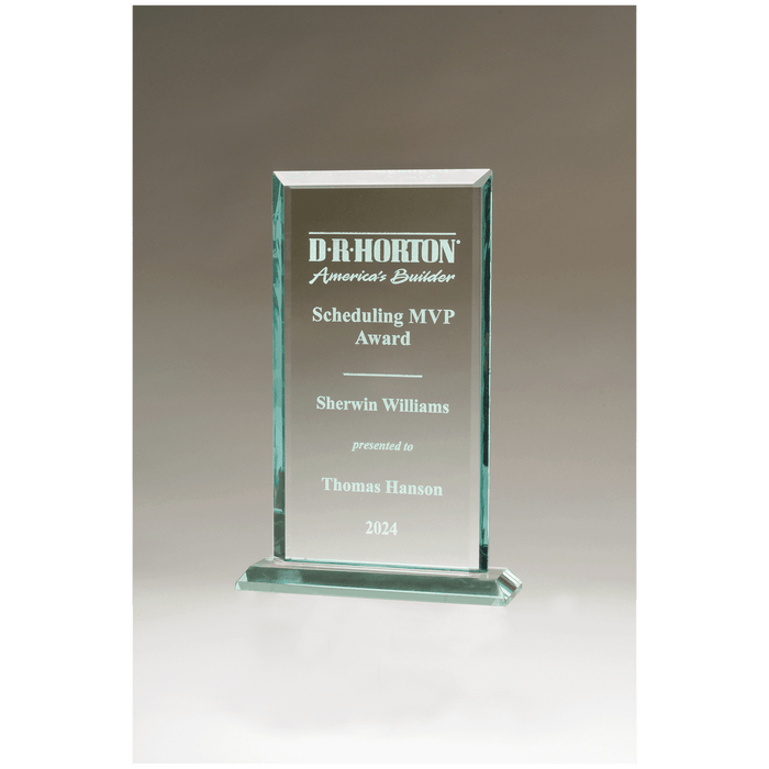 6.6" x 10" x.5" Thick Apex Series Jade Glass Award