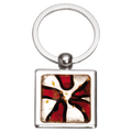 1.25" x 2.75" Red Art Glass Decorated Key Ring