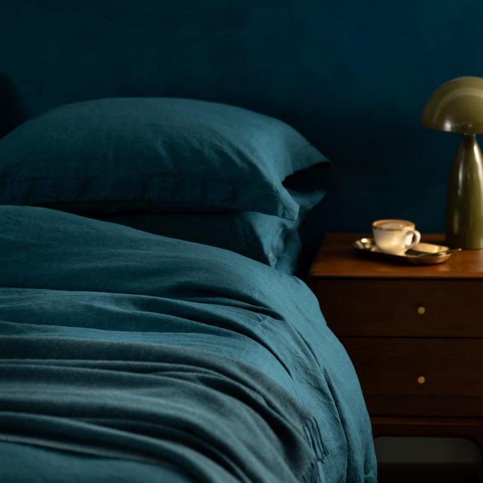 Atlantic Blue French Linen Bedding and Bed Sheets