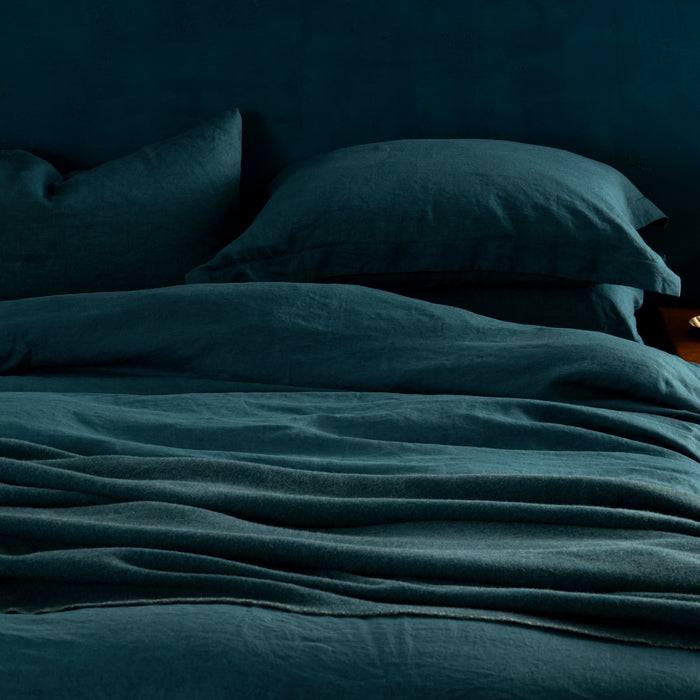 Atlantic Blue French Linen Bedding and Bed Sheets