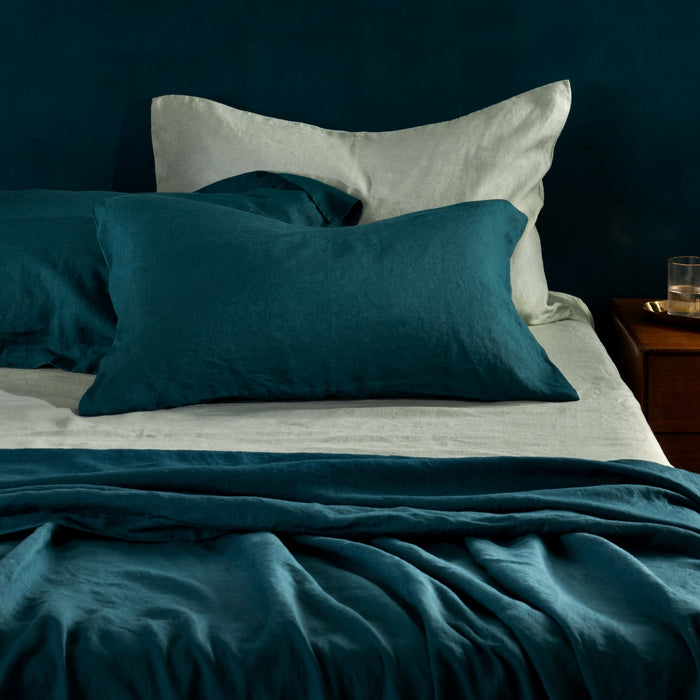 Atlantic Blue French Linen Bedding and Bed Sheets
