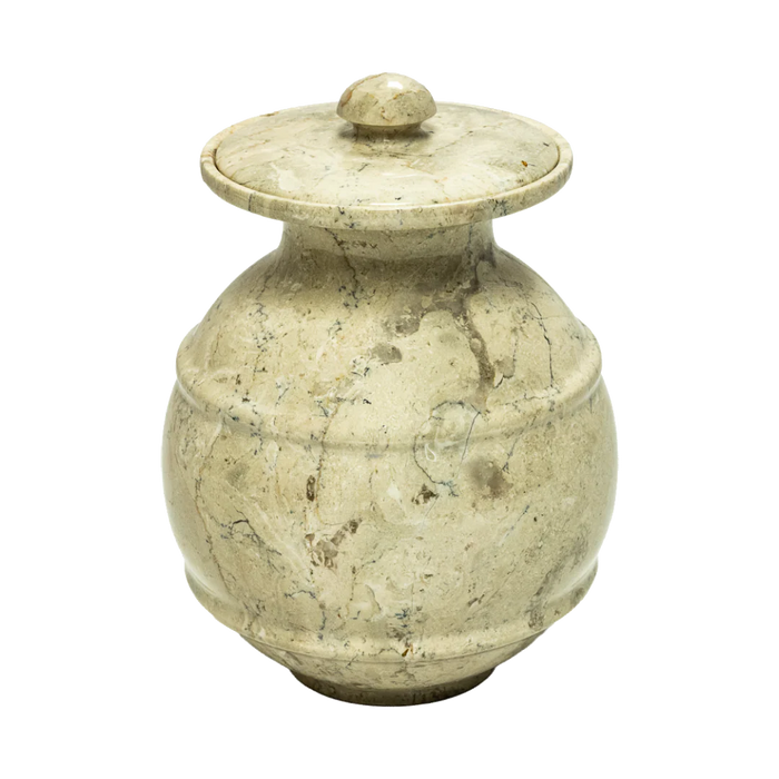 Avalon Cameo Cream Colored Marble Funeral Cremation Pet Urn