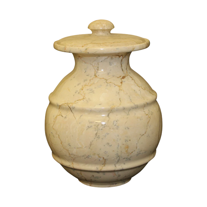 Avalon Cameo Cream Colored Marble Funeral Cremation Pet Urn