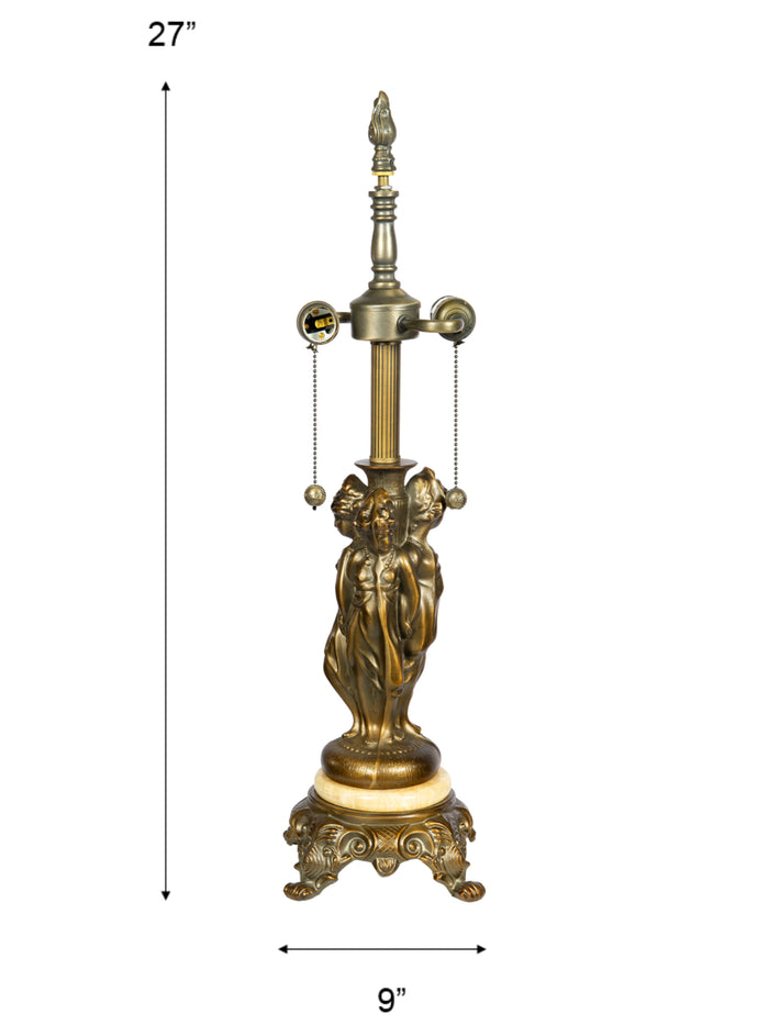 Bardeen 27" Tall 3-Lady Antique Brass Finish Marble Metal Base