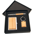 6.5"  x 6.5" - Beechwood Pen,Holder and Keychain with Silver