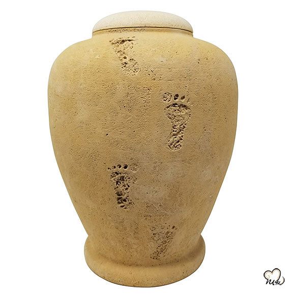 Beige Footprint Biodegradable Sand Urn, Biodegradable Urn - ExquisiteUrns