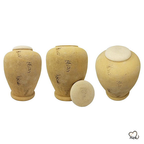Beige Footprint Biodegradable Sand Urn, Biodegradable Urn - ExquisiteUrns