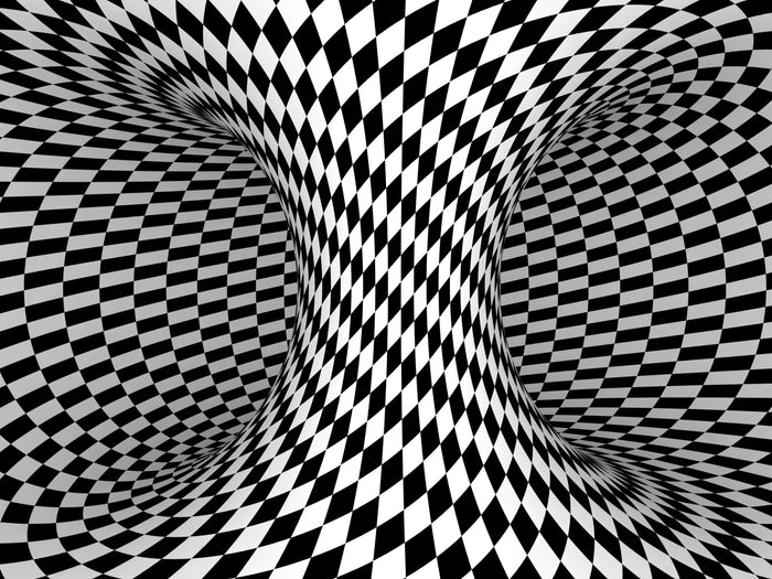 Black and White Checkers Psychedelic Garage Door Cover Wrap